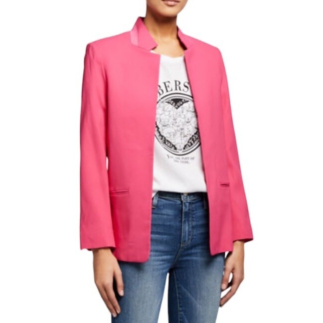 Women's Zadig & Voltaire Pink Blazer Eu 34, Us Xs Open Front Stand Collar Jacket